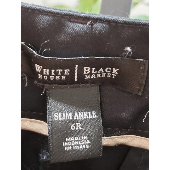 White House Black Market Women Black Cotton Straight Leg Belt Loops Pant Size 6R - Picture 4 of 12